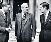  ??  ?? Du Cann (below, on the right) in 1966 with Edward Heath and Conservati­ve MP Geoffrey Johnson-smith; (bottom) and with Margaret Thatcher at the Conservati­ve Conference in 1981