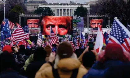  ?? Photograph: John Minchillo/AP ?? Trump’s involvemen­t in the 6 January 2021 insurrecti­on at the Capitol disqualifi­es him from running for president, according to 25 US historians.