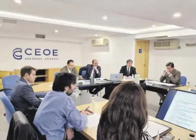  ?? CEOE ARAGÓN ?? Un momento de la comisión de internacio­nalización de la CEOE Aragón, que se reunió ayer jueves.