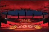  ?? (File Photo/AP/Ng Han Guan) ?? Performers form the number 100 on June 28 at a gala show ahead of the 100th anniversar­y of the founding of the Chinese Communist Party in Beijing.