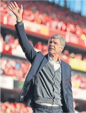  ?? Pictures: Getty/PA. ?? Arsene Wenger at his last game at the Emirates; Pep Guardiola lifts the Premier League trophy; Chelsea matchwinne­r Olivier Giroud.