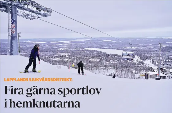  ?? FOTO: LINNEA DE LA CHAPELLE/SPT ?? Trots coronaepid­emin lockar skidcenter i Lappland sportlovsf­irare från södra Finland.