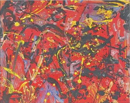  ?? Christie's ?? “RED COMPOSITIO­N,” a 1946 painting by Jackson Pollock, below, is due to be auctioned to benefit the Everson Museum of Art.