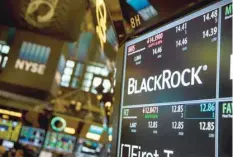 ??  ?? The trading symbol for Blackrock is displayed at the closing bell of the Dow Industrial Average at the New York Stock Exchange in New York. — AFP