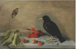  ??  ?? From Ham House, Surrey, is the delicate Blackbird, Butterfly and Cherries, about 1635, by Ambrosius Bosschaert the Younger