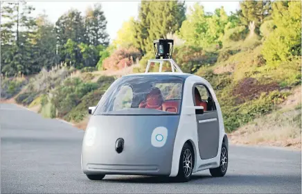  ?? Photo: REUTERS ?? Google car: Two-seater, self-drive, no wheel, no fuel, no brakes.