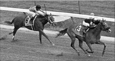  ?? BARBARA D. LIVINGSTON ?? Aveenu Malcainu and jockey Luis Saez (right) win the statebred Funny Cide Stakes on Aug. 25.