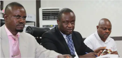  ??  ?? Some company's executives, from L-R, Operations Manager, Mr. Monday Nnah, company’s lawyer, Prince Azubuike Onyekwelu and Sales Manager, Mr. Shola Oduwole during a press briefing in Lagos