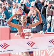  ??  ?? Kenya's Brigid Kosgei broke Paula Radcliffe’s 16-year-old world record in the Chicago marathon, clocking 2:14:04 sec
AFP