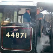  ?? DON BENN ?? Above: Driver Ray Poole (left) is pictured on the footplate of ‘Black Five’ No. 44871 at Kemble on the return leg of a Steam Dreams trip from London Victoria to Worcester Shrub Hill on May 23, 2019.