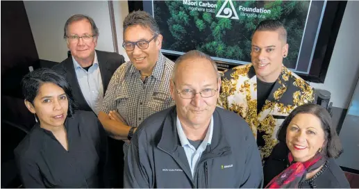  ?? Photo / Brett Phibbs ?? The first board meeting of the Ma¯ ori Carbon Foundation: (From left) Maru Nihoniho, Murray McCully, Hone Harawira, Sir Mark Solomon, chairman, Jevan Goulter and Michelle Boag.