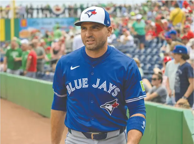  ?? STEVE NESIUS / THE CANADIAN PRESS ?? Joey Votto of the Toronto Blue Jays has apologized for comments he made about Canadian baseball on a podcast in 2018.