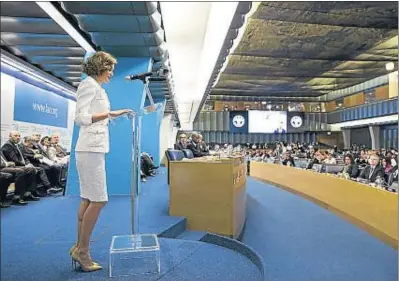  ?? POOL / GETTY ?? La Reina, en su discurso de ayer tras ser nombrada embajadora especial para la nutrición de la FAO