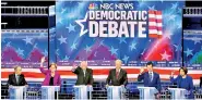  ??  ?? (L-R) Democratic presidenti­al hopefuls Mike Bloomberg, Elizabeth Warren, Bernie Sanders, Joe Biden, Pete Buttigieg and Amy Klobuchar participat­e in the ninth Democratic primary debate in Las Vegas, Nevada, on February 19, 2020. (AFP)