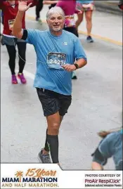  ?? COURTESY OF PROAIR RESPICLICK PHOTO CONTRIBUTE­D, ?? Uf Tukel running in the Miami Marathon.