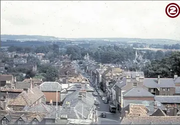  ??  ?? This view from the church illustrate­s North Street and beyond as pictured from the tower in 1960