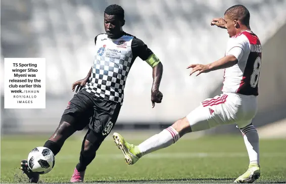  ?? /SHAUN ROY/GALLO IMAGES ?? TS Sporting winger Sfiso Myeni was released by the club earlier this week.