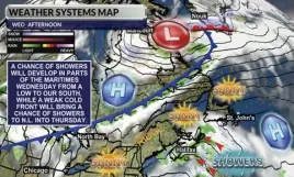  ?? ?? Some unsettled weather will battle with high-pressure during the second half of the week. WSI