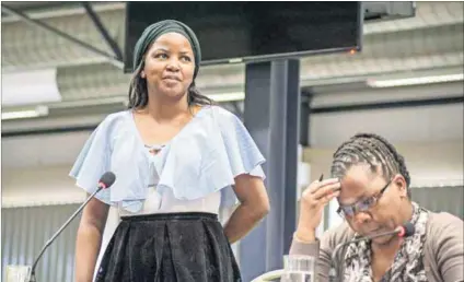  ??  ?? Questions: S’lindile Sithole (above), wife of assassinat­ed Richmond municipali­ty official Sibusiso Sithole, gave evidence to the Moerane commission. The South Africa Local Government Associatio­n’s Lance Joel (below) testified that intimidati­on and fear...