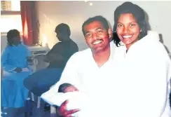  ?? Picture: Supplied ?? Proud dad Rashid Desai, with his wife Vinola, holds his son Kyle. In the background are Allison’s parents, Patrick and Shushie Shunmugam.