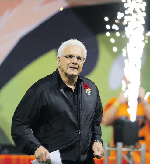  ?? GERRY KAHRMANN/PNG ?? In his last go-round as a CFL coach, 68-year-old Wally Buono would love nothing more than to see his 2018 Lions achieve greatness — starting with today’s East semifinal game against the Tiger-Cats in Hamilton.