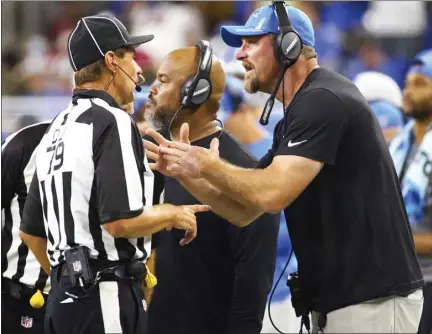  ?? ASSOCIATED PRESS FILE PHOTO ?? Detroit Lions head coach Dan Campbell brought an energy level to the team during his first season it had been lacking under previous head coach Matt Patricia, writes si.com’s Vito Chirco. As a result, Detroit was one of the NFL’S most lovable losing team in recent memory.
