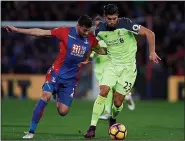  ??  ?? KEY MAN: midfielder Emre Can takes on Joel Ward in last weekend’s 4-2 victory at Crystal Palace