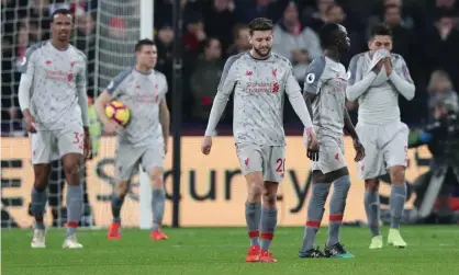  ??  ?? ‘Liverpool still have the title in their own hands, having played a game fewer than the leaders, and their wobble and City’s return to the top may be the kick up the backside they needed.’ Photograph: David Klein/Reuters