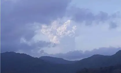  ??  ?? An ash cloud from the eruption of La Soufrière volcano. Between 16,000 and 20,000 people have been evacuated while another explosion was reported on Tuesday morning. Photograph: Allie Auguste/Reuters