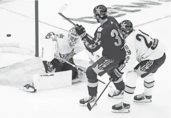  ?? JOHN E. SOKOLOWSKI,/USA TODAY SPORTS ?? Team Matthews’ Auston Matthews (34) of the Maple Leafs scores a goal against Team McDavid goaltender Sergei Bobrovsky.