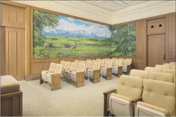  ?? Church of Jesus Christ of Latter-day Saints ?? The ordinance room in the temple. Despite the grand exterior, the inside is divided into smaller rooms to be used for weddings, baptisms, instructio­n, worshippin­g and silent meditation.