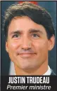  ??  ?? Premier ministre JUSTIN TRUDEAU