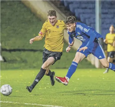  ?? ?? MATCH-WINNER: Second-half substitute Jack Vale gets the goal that finally saw off Pontefract on Tuesday. Picture: Marcus Branston.