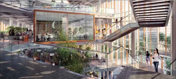  ?? PROVIDED TO CHINA DAILY ?? Alibaba’s new headquarte­rs by NBBJ will provide recreation­al space for employees, including a sports center with basketball and badminton courts, ping-pong and billiards tables, a yoga room and wellness center.