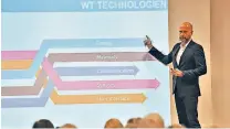  ??  ?? Christian Stammel, Vorstand der Wearable Technologi­es AG, stellte bei der Expertenru­nde eine Auswahl an tragbaren Technologi­en vor.