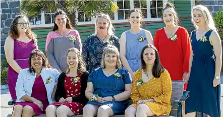  ?? DOUG FIELD/STUFF ?? South Canterbury primary school graduate teachers at their registrati­on ceremony last week. At back, from left, Aimee Hart-Belworthy, Rebeccca Brookland, Char Rennie, Anna Mulconroy, Katelyn Straub and Prue Engelbrech­t. Front, from left, Keri Brown, Roseanne Fletcher, Leigh McNamara and Pip McKenzie.