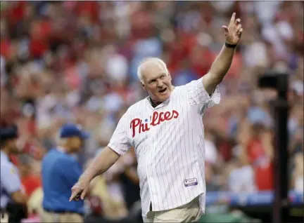  ?? THE ASSOCIATED PRESS FILE ?? Former Phillies manager Charlie Manuel waves to the crowd before a game against the New York Mets on Aug. 12, 2017, at Citizens Bank Park. Manuel was appointed as hitting coach for the Phillies Tuesday.