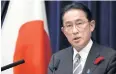  ?? REUTERS ?? Prime Minister Fumio Kishida speaks in Tokyo.