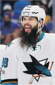  ?? JEFFREY T. BARNES/THE CANADIAN PRESS ?? With as many goals as Alex Ovechkin — and a boatload more shots — the San Jose Sharks’ Brent Burns is in the conversati­on for the Norris, Hart and Art Ross trophies.