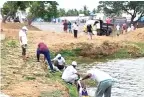  ?? ?? The clean-up drive at Chitlapakk­am lake