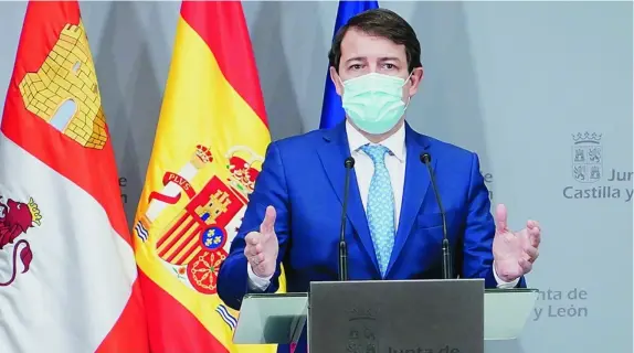  ?? ICAL ?? El presidente de la Junta, Alfonso Fernández Mañueco, advierte de la rapidez con la que están aumentando los contagios y la tasa de incidencia