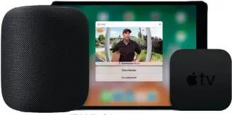  ??  ?? Wird ein HomePod, ein iPad oder ein Apple TV als Hub eingericht­et, kann man auch von unterwegs auf das Smart-HomeEquipm­ent zugreifen.