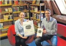  ?? FOTO: MARC KUSCHICK ?? Annette Fülle und Christian Walz freuen sich schon auf „Die Nacht der lebenden Bücher“.