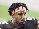  ?? Ron Schwane / Associated Press ?? Myles Garrett of the Browns says he just wants to “play ball” Sunday.