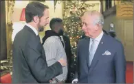  ?? PICTURE: PA WIRE. ?? CRIME DEBATE: Prince of Wales and the Duke of Sussex at Clarence House; Prince Charles chats with Gareth Southgate.