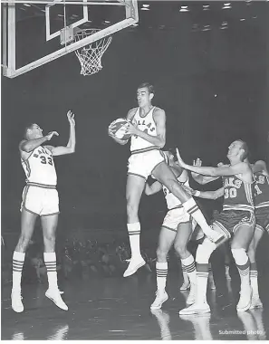  ?? Submitted photo ?? ■ RIGHT: John Beasley rebounds for the Dallas Chaparrals of the ABA during his 1968-70 seasons.