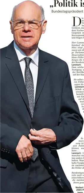  ?? FOTO: IMAGO ?? Norbert Lammert (67) ist seit 2005 Präsident des Bundestage­s.