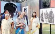  ?? PTI ?? Congress president Sonia Gandhi with senior leader Mohsina Kidwai at Indira Gandhi Memorial in New Delhi on Sunday.