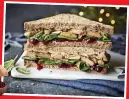  ?? ?? FESTIVE FOOD: Costa panini, Greggs bake and baguette, and Plant Kitchen feast