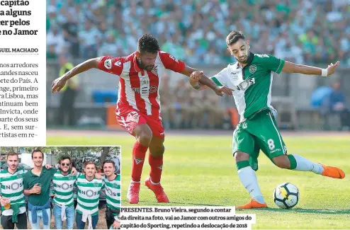  ??  ?? PRESENTES. Bruno Vieira, segundo a contar da direita na foto, vai ao Jamor com outros amigos do capitão do Sporting, repetindo a deslocação de 2018